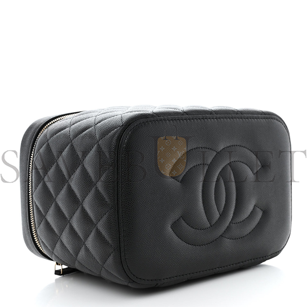 CHANEL CAVIAR QUILTED LARGE VANITY POUCH BLACK (20*15*13cm)